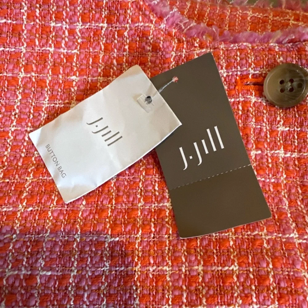 J. Jill NWT 2X Clementine Dailia Tweed Jacket Pink Orange Textured Blazer - Picture 3 of 6